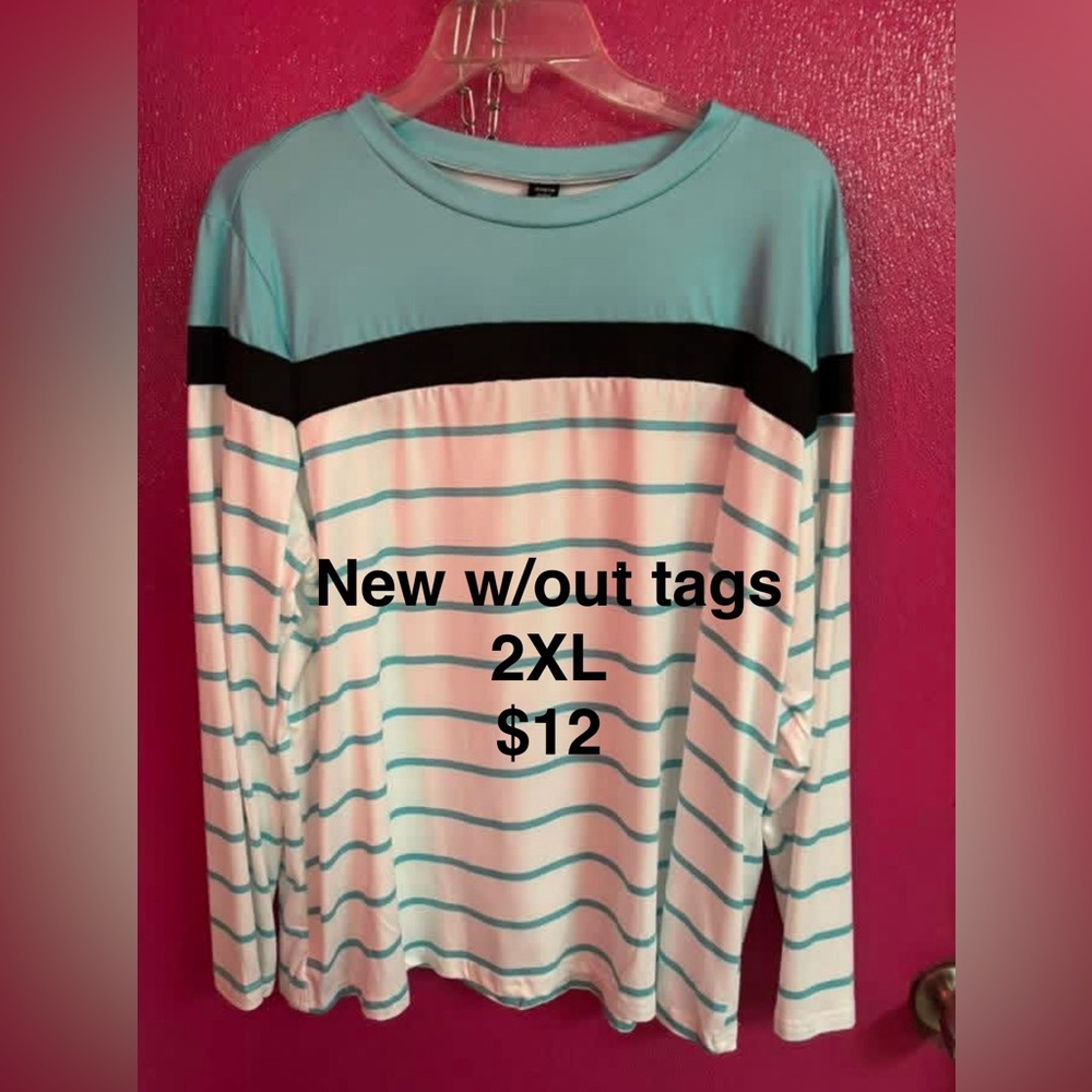 New Striped Long Sleeve Top - Blue and Black